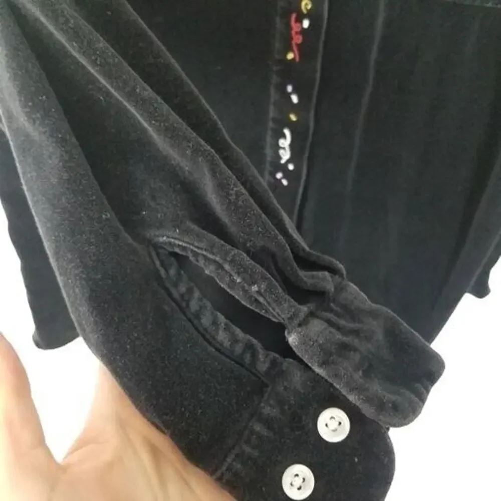 Vintage The Disney Catalog Womens Velvet Button Shirt Size M Mickey Minnie 90s